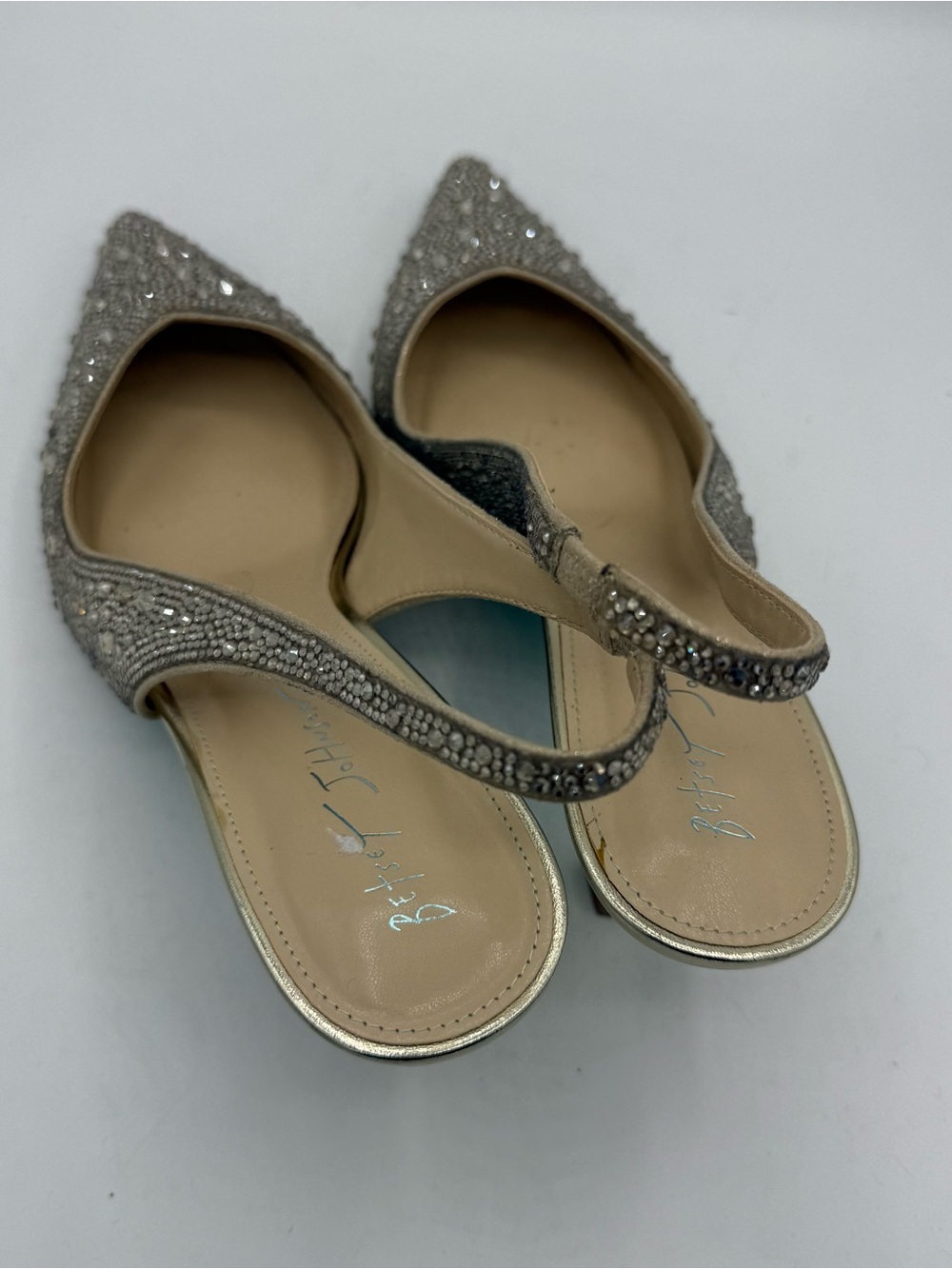 Betsey Johnson Clark Rhinestone Slingback Pumps Shoe Size 11 Pointed Toe Wedding - Picture 3 of 7